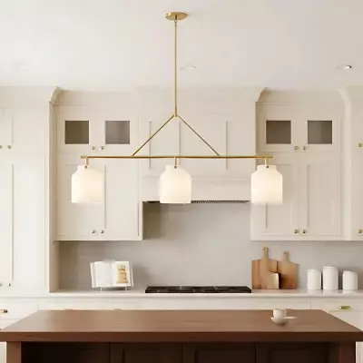 Auralis Modern Milk Glass 3-Light Dome Chandelier