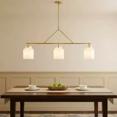 Auralis Modern Milk Glass 3-Light Dome Chandelier
