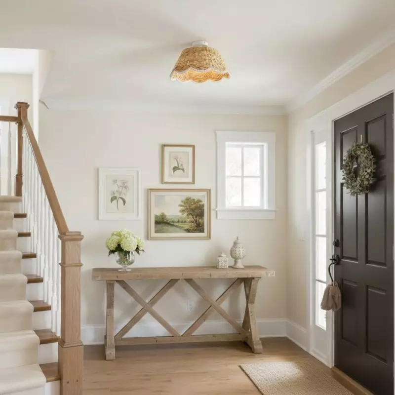 Thaloriel Farmhouse Rattan Flower Ceiling Light