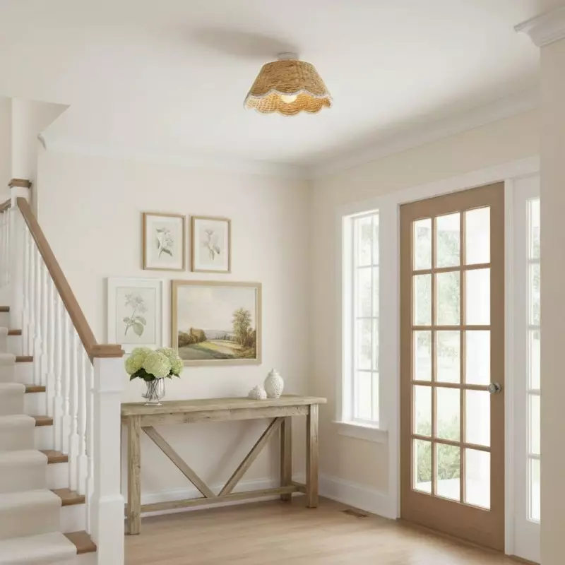 Thaloriel Farmhouse Rattan Flower Ceiling Light