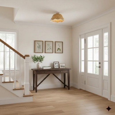 Thaloriel Farmhouse Rattan Flower Ceiling Light