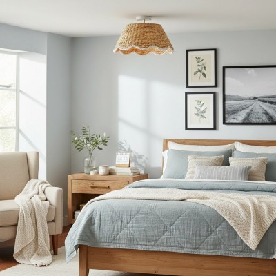 Thaloriel Farmhouse Rattan Flower Ceiling Light