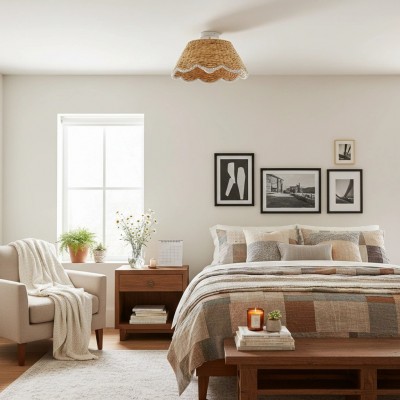 Thaloriel Farmhouse Rattan Flower Ceiling Light