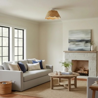 Thaloriel Farmhouse Rattan Flower Ceiling Light