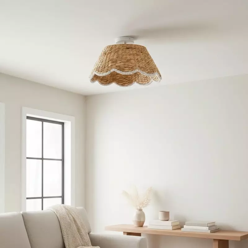 Thaloriel Farmhouse Rattan Flower Ceiling Light