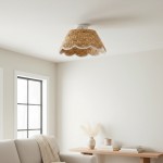 Thaloriel Farmhouse Rattan Flower Ceiling Light