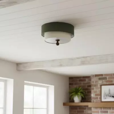 Celestis Modern Fabric Drum Ceiling Light