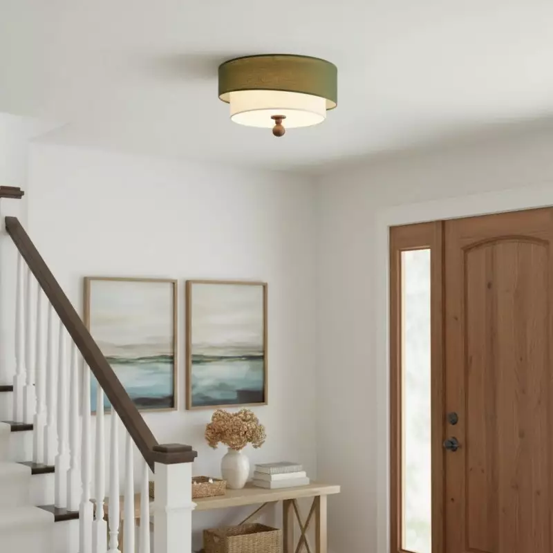 Celestis Modern Fabric Drum Ceiling Light