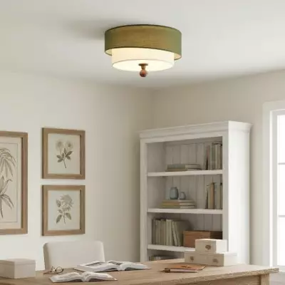 Celestis Modern Fabric Drum Ceiling Light
