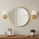 Lunova Farmhouse Brass Fabric Conical Wall Light