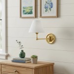 Lunova Farmhouse Brass Fabric Conical Wall Light