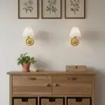 Lunova Farmhouse Brass Fabric Conical Wall Light