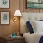 Lunova Farmhouse Brass Fabric Conical Wall Light