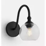 Cygnira Vintage Brass Glass Curved Neck Wall Light