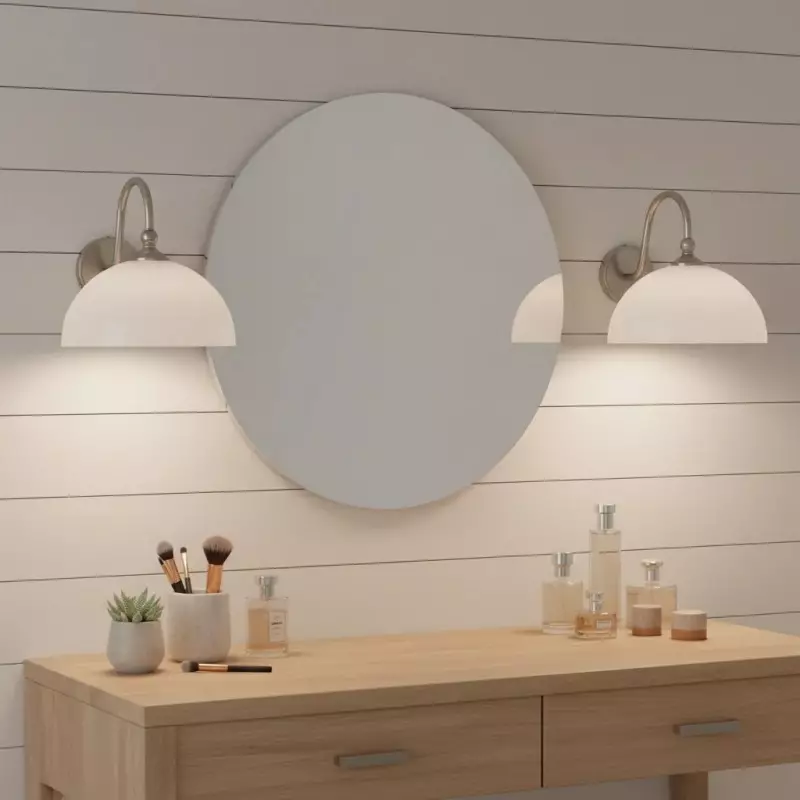 Cygnira Vintage Brass Glass Curved Neck Wall Light