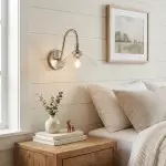 Cygnira Vintage Brass Glass Curved Neck Wall Light