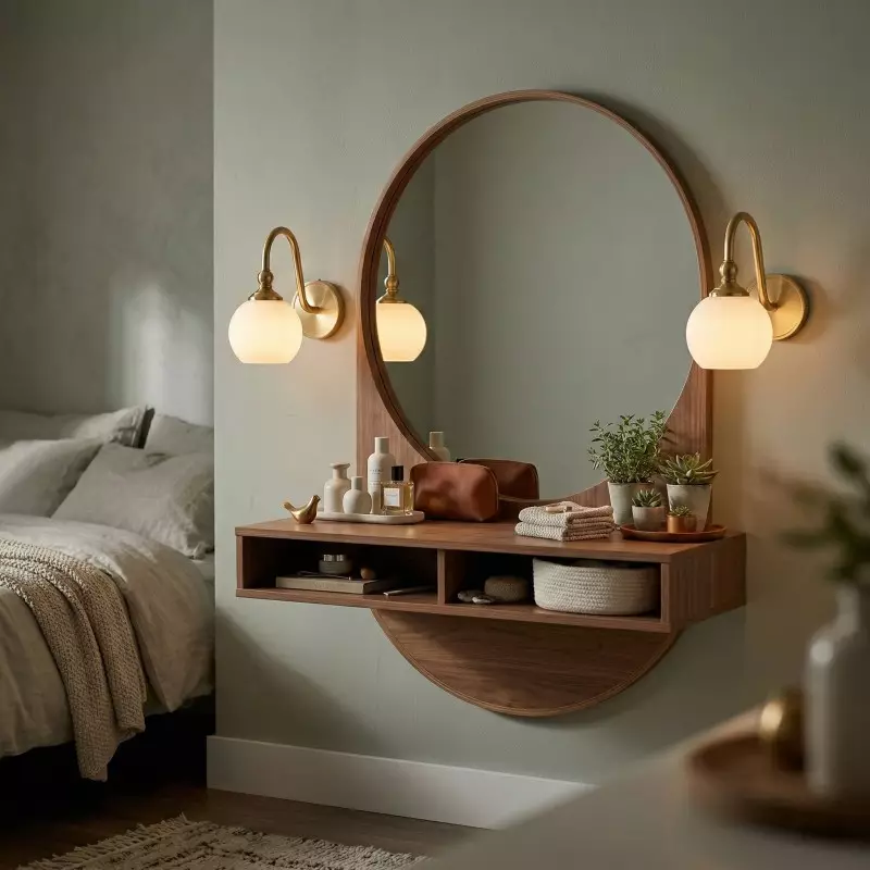 Cygnira Vintage Brass Glass Curved Neck Wall Light