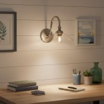 Cygnira Vintage Brass Glass Curved Neck Wall Light