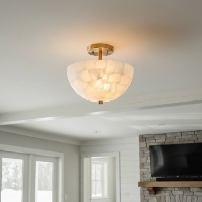 Faeluna Modern Alabaster Round Ceiling Light