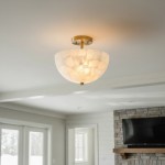 Faeluna Modern Alabaster Round Ceiling Light