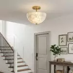 Faeluna Modern Alabaster Round Ceiling Light