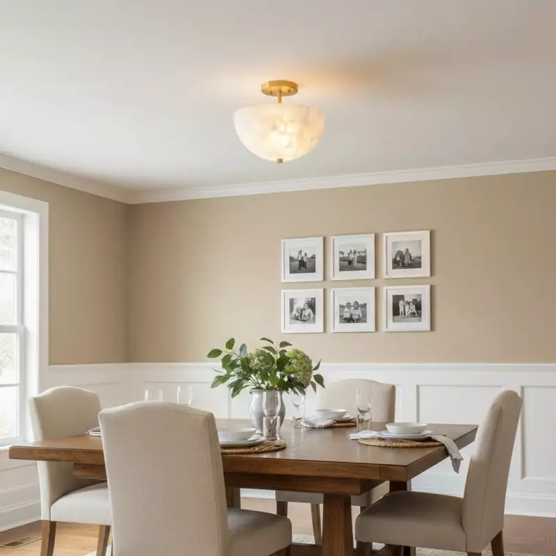 Faeluna Modern Alabaster Round Ceiling Light