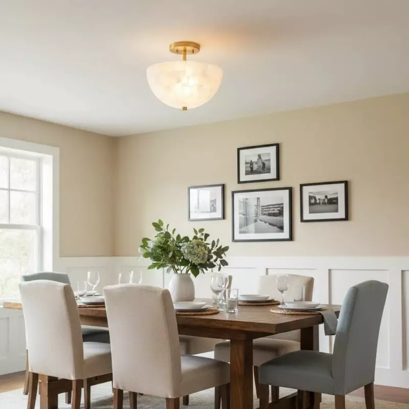 Faeluna Modern Alabaster Round Ceiling Light