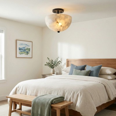 Faeluna Modern Alabaster Round Ceiling Light