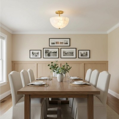 Faeluna Modern Alabaster Round Ceiling Light