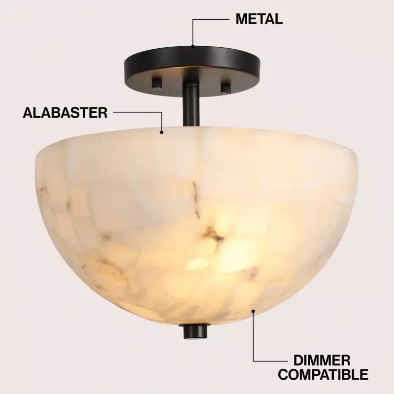 Faeluna Modern Alabaster Round Ceiling Light