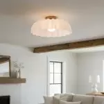 Solira Modern Pleated Milk Glass Ceiling Light