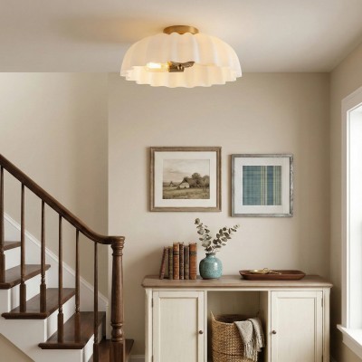 Solira Modern Pleated Milk Glass Ceiling Light