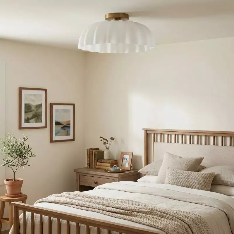 Solira Modern Pleated Milk Glass Ceiling Light