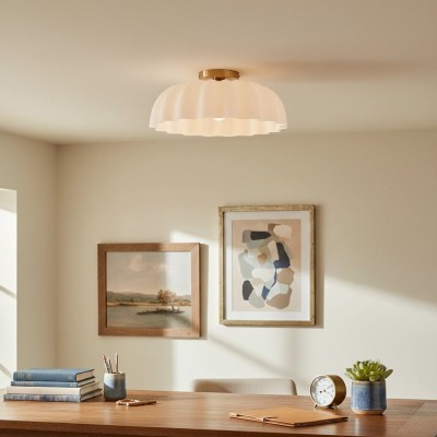 Solira Modern Pleated Milk Glass Ceiling Light