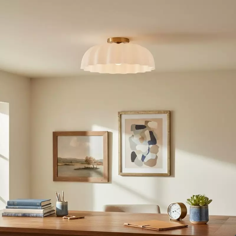 Solira Modern Pleated Milk Glass Ceiling Light