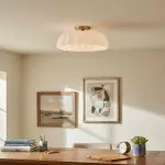 Solira Modern Pleated Milk Glass Ceiling Light