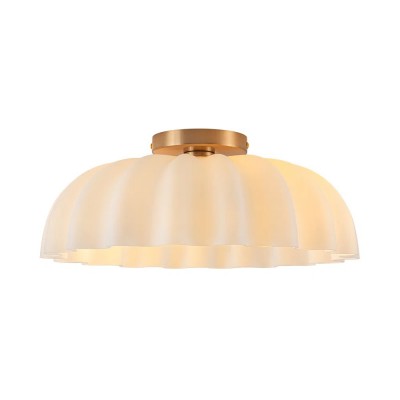 Solira Modern Pleated Milk Glass Ceiling Light