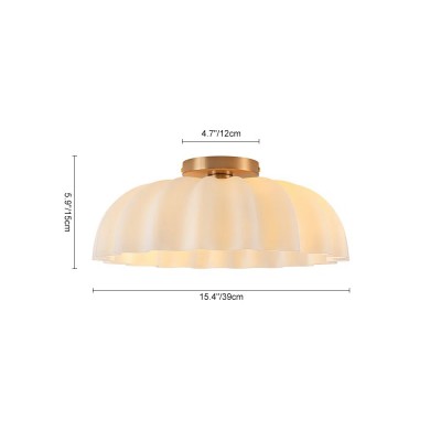 Solira Modern Pleated Milk Glass Ceiling Light