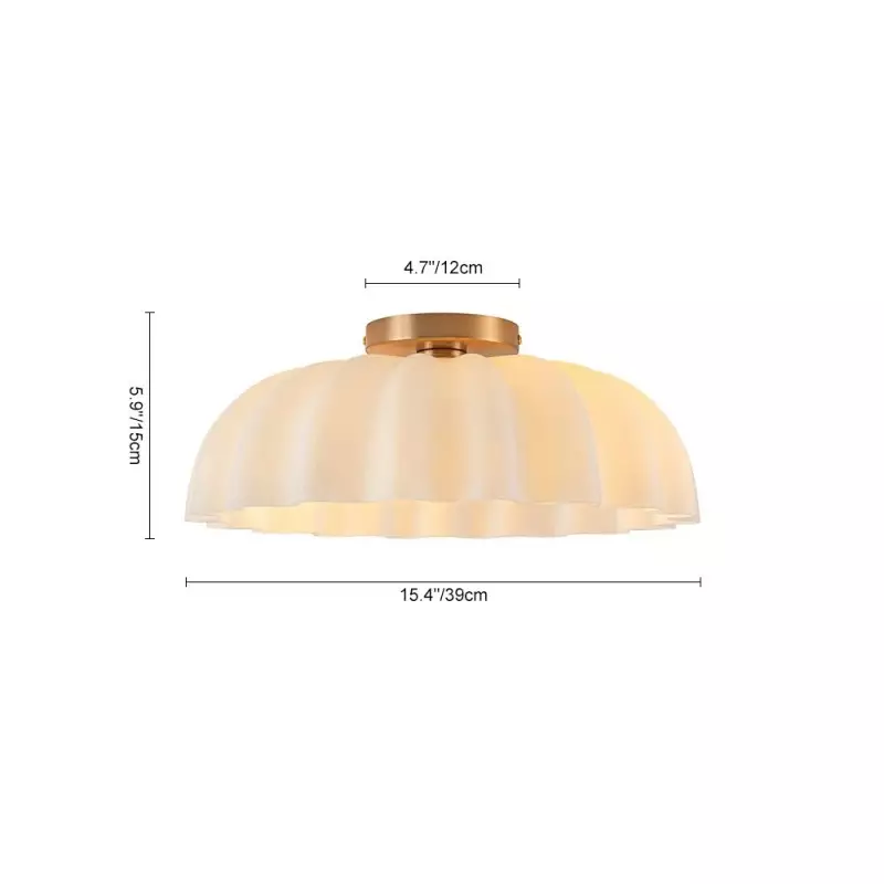 Solira Modern Pleated Milk Glass Ceiling Light