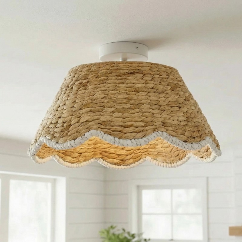 Thaloriel Farmhouse Rattan Flower Ceiling Light