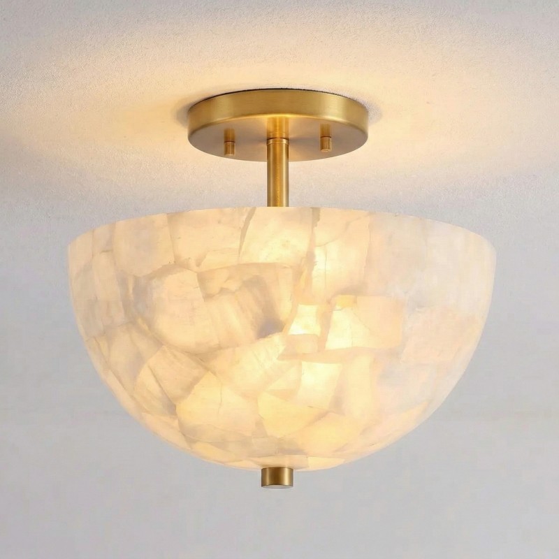 Faeluna Modern Alabaster Round Ceiling Light