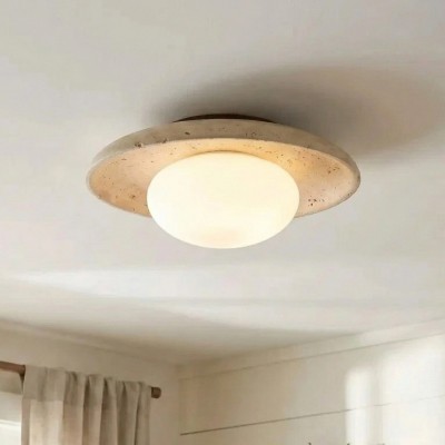 Solindra Modern Travertine Round Ceiling Light