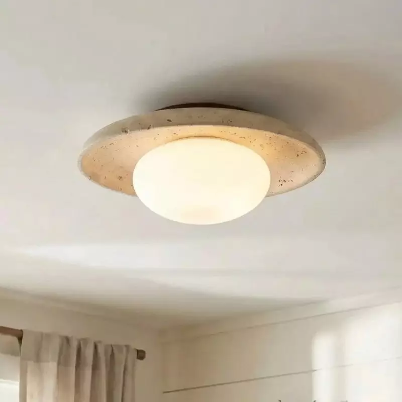 Solindra Modern Travertine Round Ceiling Light
