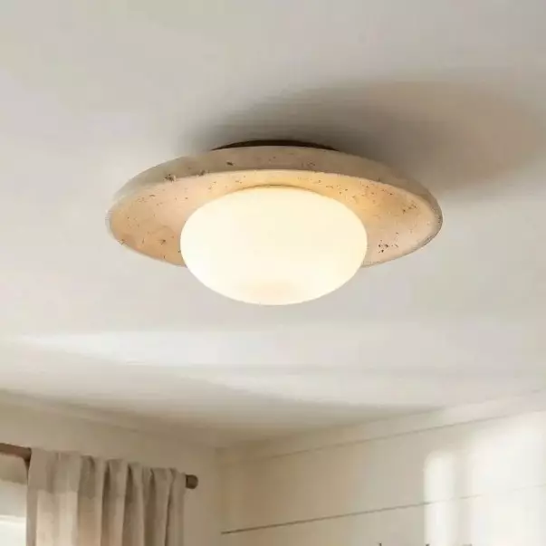 Solindra Modern Travertine Round Ceiling Light