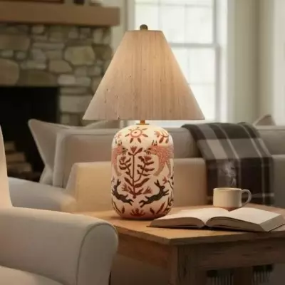Thalira Vintage Ceramic Linen Table Lamp