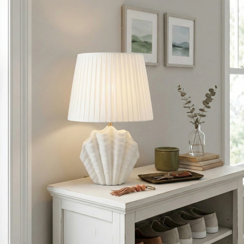 Calira Modern Ceramic Fabric Shell Table Light