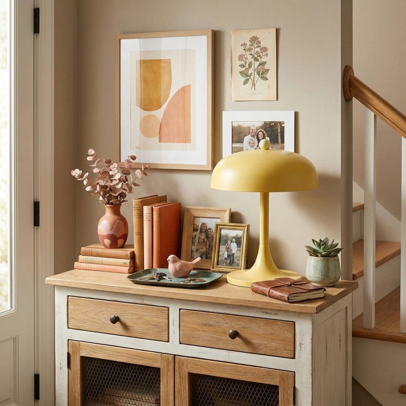 Olyssia Modern Metal Round Table Lamp