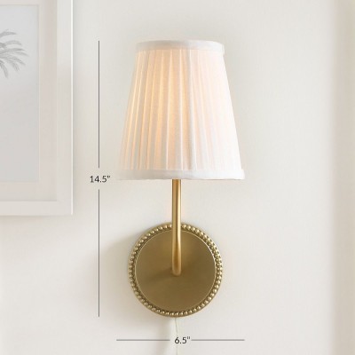 Veluna Vintage Brass Fabric Cone Wall Sconce