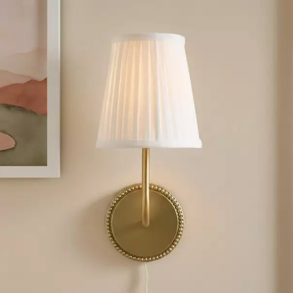 Veluna Vintage Brass Fabric Cone Wall Sconce