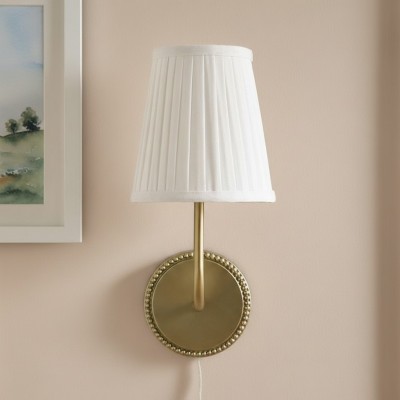 Veluna Vintage Brass Fabric Cone Wall Sconce